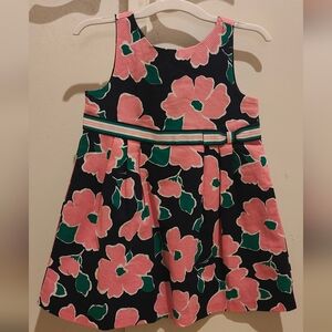 Janie and Jack Navy Dress with Pink and Green Floral Pattern
